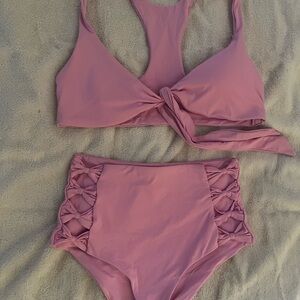 Pink Bikini Set with Bow Detail